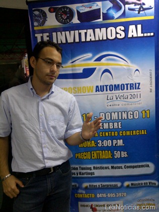 Derniel Franco, organizador del  Exposhow Automotriz, evento a celebrarse los dias 10 y 11 de diciembre en Margarita.