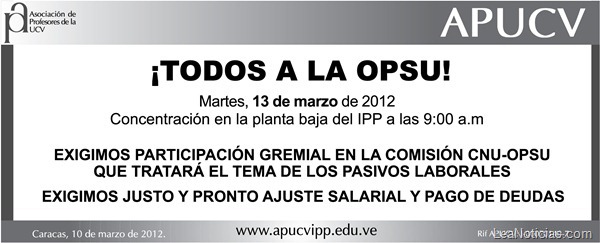 Todos a la OPSU 13 mar 2012