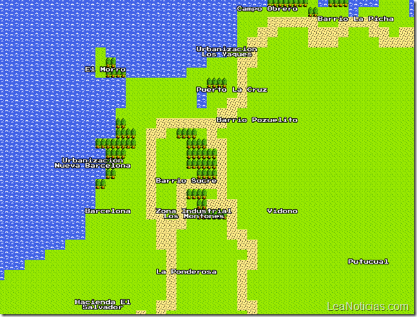 Zona norte del estado Anzoátegui Google Maps 8 bits