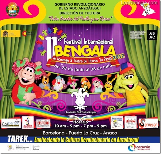 Gobernación de Anzoátegui apoya 'XI Festival Internacional de Títeres de Bengala'
