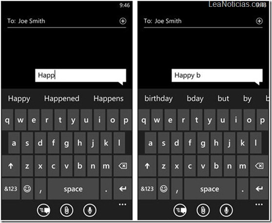teclado de Windows Phone 8