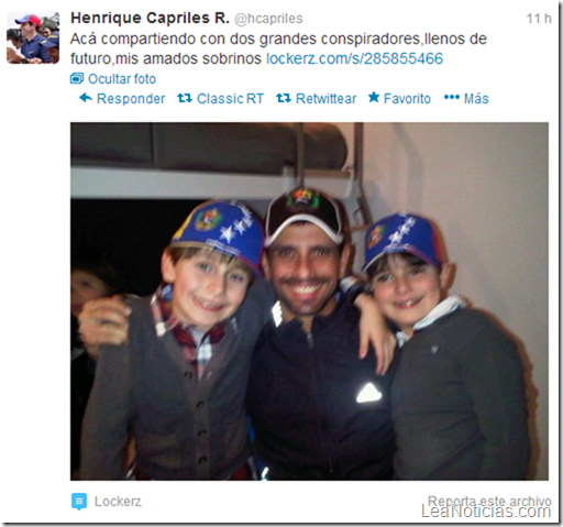 Capriles Radonski sube foto a Twitter con sus sobrinos