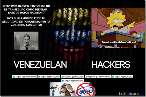 Hackeada página web de cantv.net