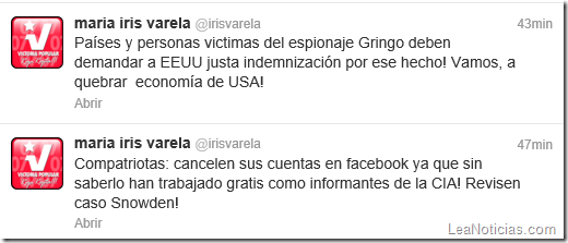 Iris Varela llama a cerrar las cuentas de Facebook