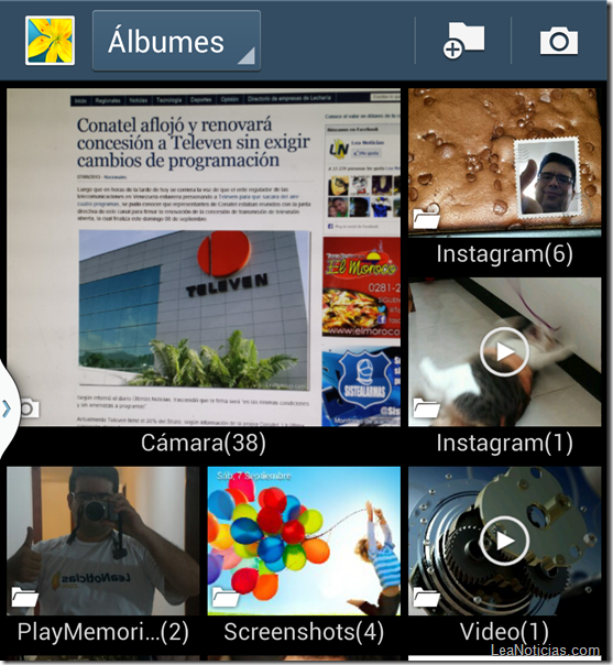 Vista de los nuevos álbumes de fotos del Galaxy S4