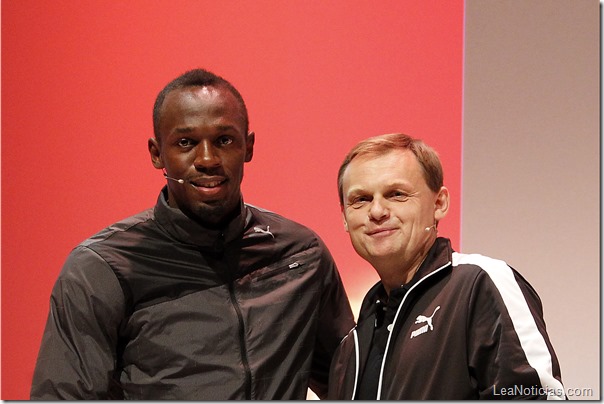 Puma SE / Vertragsverlaengerung mit Usain Bolt /
CEO Björn Gulden zusammen mit Usain Bolt (l)
Foto: RALF ROEDEL / Veröffentlichung nur nach vorheriger Vereinbarung!