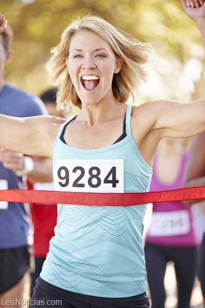 Female Runner Winning Marathon