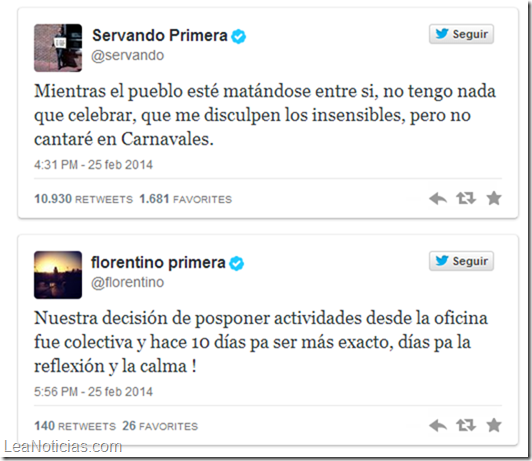 tweets servando y florentino