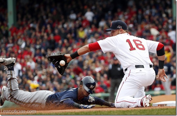 APTOPIX Brewers Red Sox Baseball