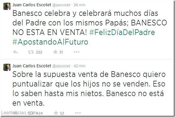 tweet presidente banesco