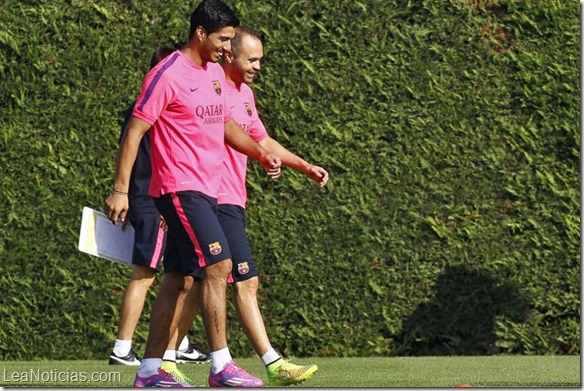 Luis Suárez entrena por primera vez con el Barcelona