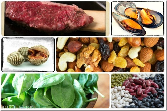 Collage of foods rich in iron