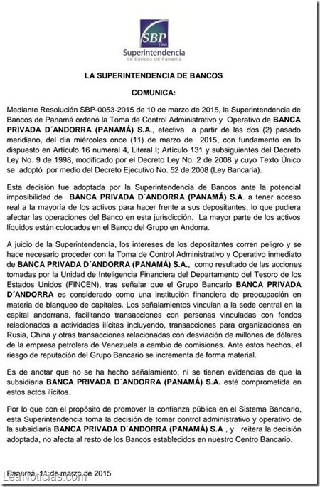 ComunicadoSuperIntendenciadeBancoPANAMÁ