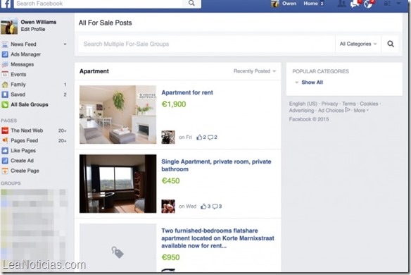 Facebook permitirá comprar y vender bienes