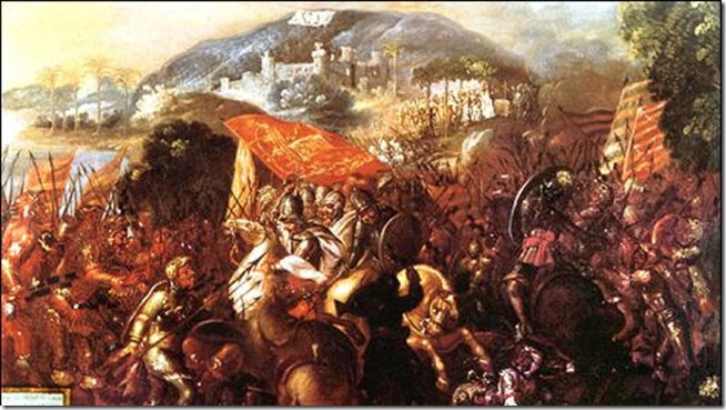 Entrada de Hernán Cortés a la ciudad maya de Potonchán en Tabasco en 1519