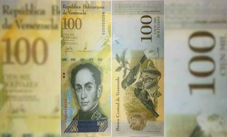 Circulan billetes de 100 mil bolívares defectuosos