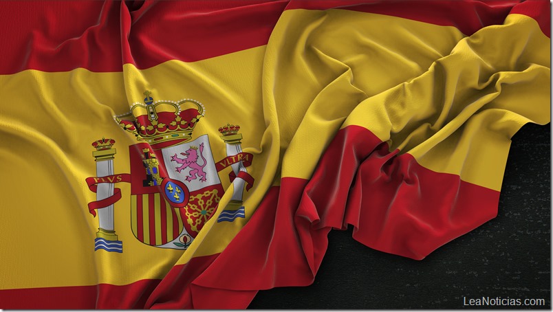 Spain Flag Wrinkled On Dark Background 3D Render 