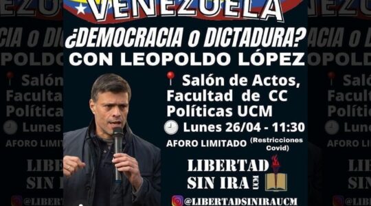 La representante de Podemos en la Complutense cancela un acto de Leopoldo López «por la crispación política»