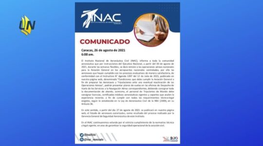 INAC autoriza la reapertura de los aeropuertos que permanecían cerrados en Venezuela