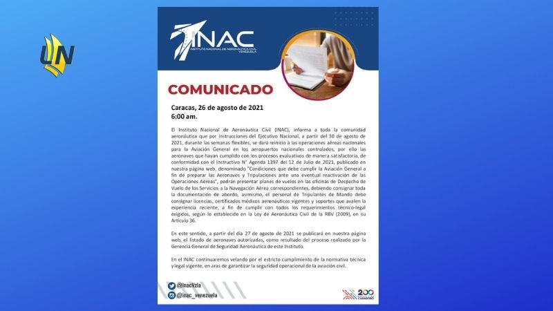 El INAC habilita todos los aeropuertos de Venezuela
